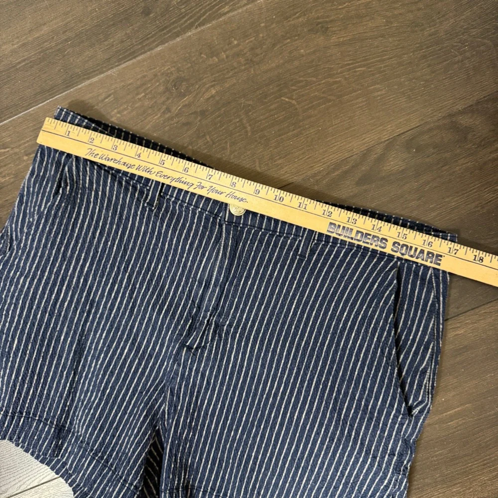 L’Agence Jameson‎ Striped High Rise Shorts 32 Navy Natural Stripe Linen Blend - Picture 7 of 9